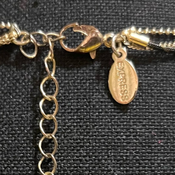 Express Necklace - 3 Row Multi Chain Pendant Necklace - Gold & Black - Picture 8 of 8